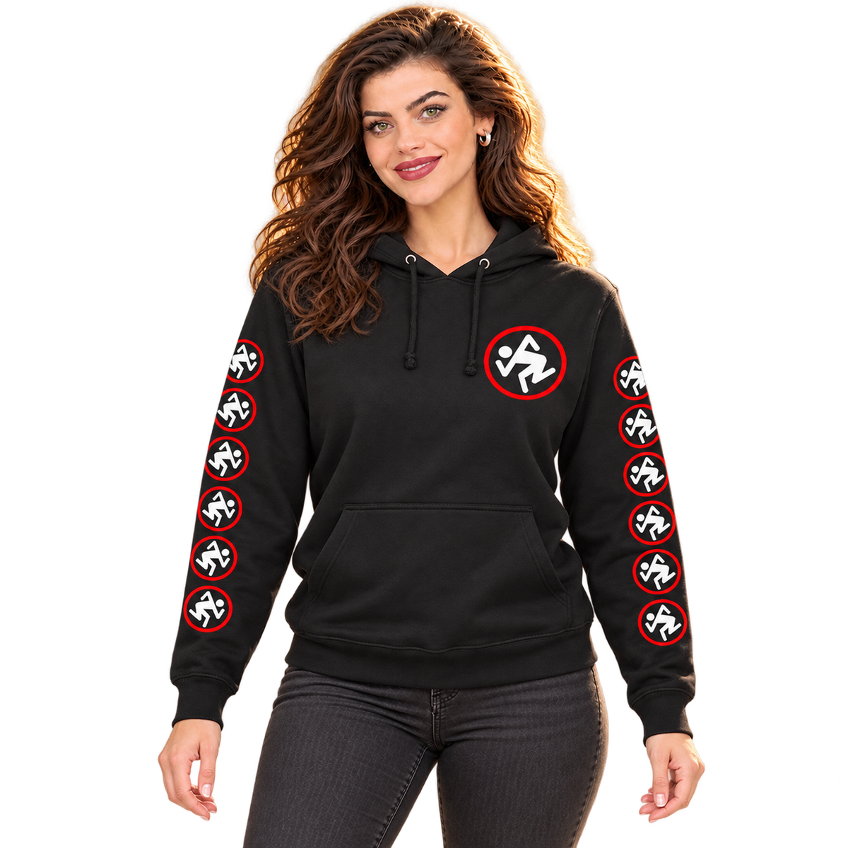 D.R.I.: "SKANKING MAN SCRATCH LOGO" HOODED PULLOVER SWEATSHIRT