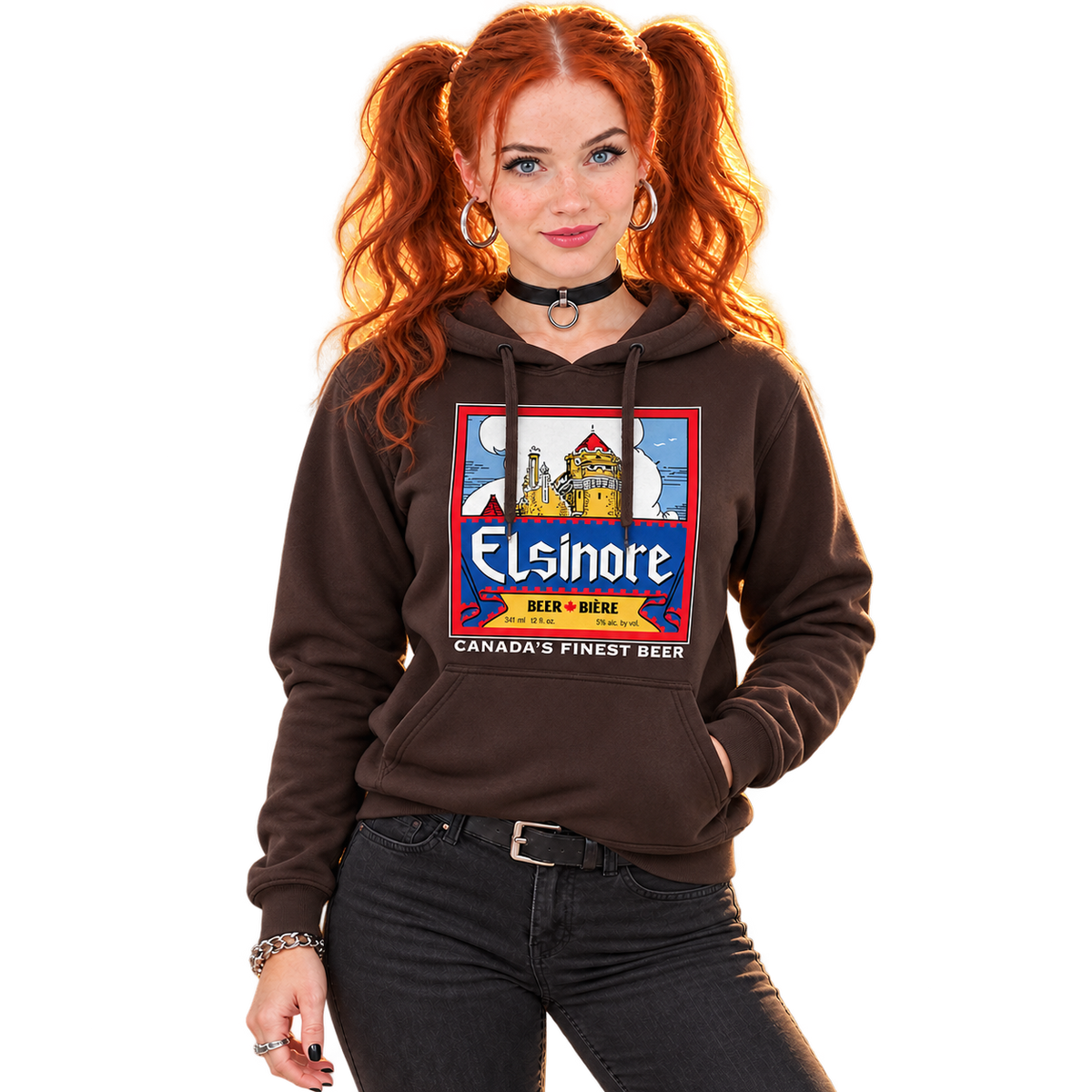 BOB & DOUG MCKENZIE - ELSINORE BEER LOGO HOODED PULLOVER SWEATSHIRT