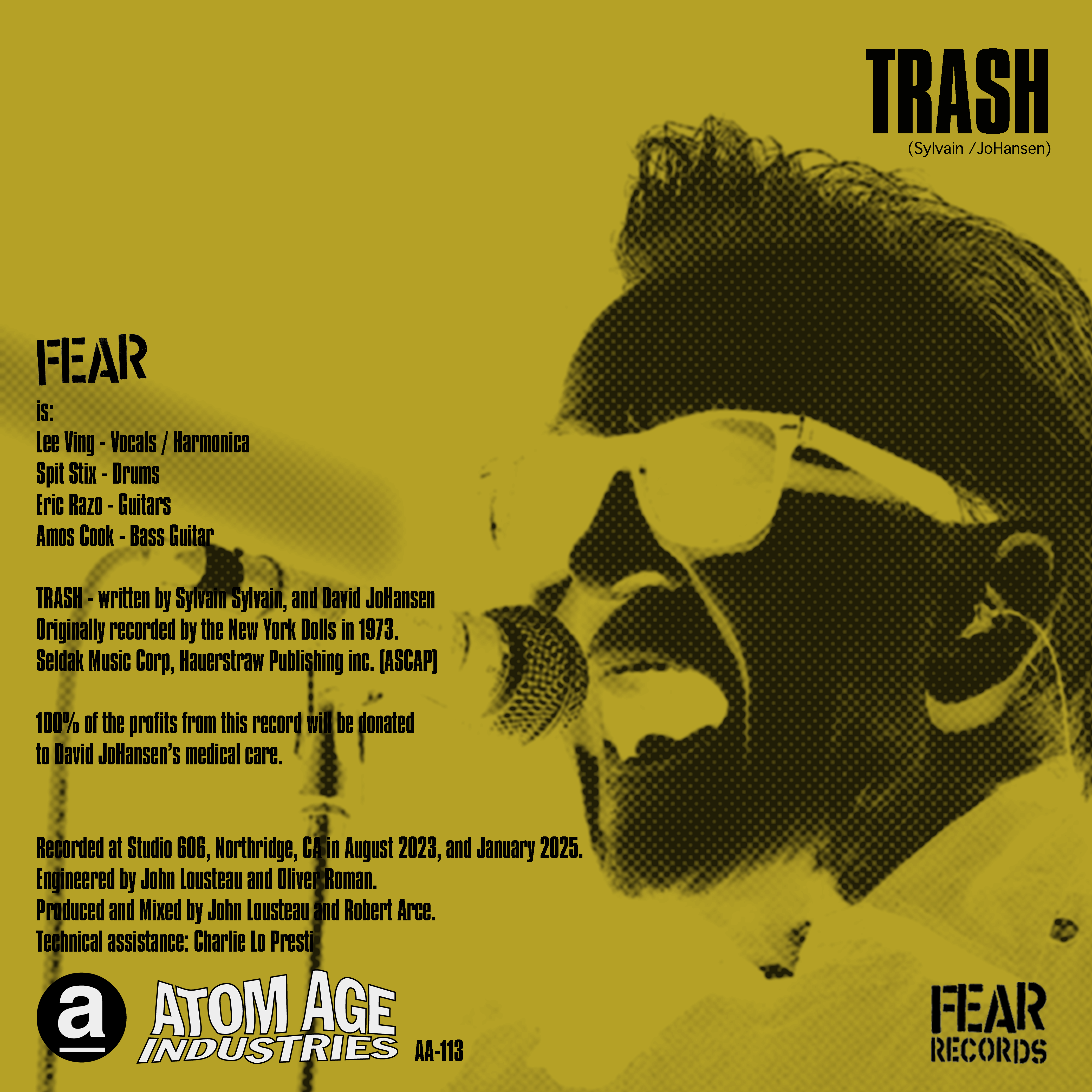 FEAR "TRASH" DAVID JOHANSEN BENEFIT CD SINGLE