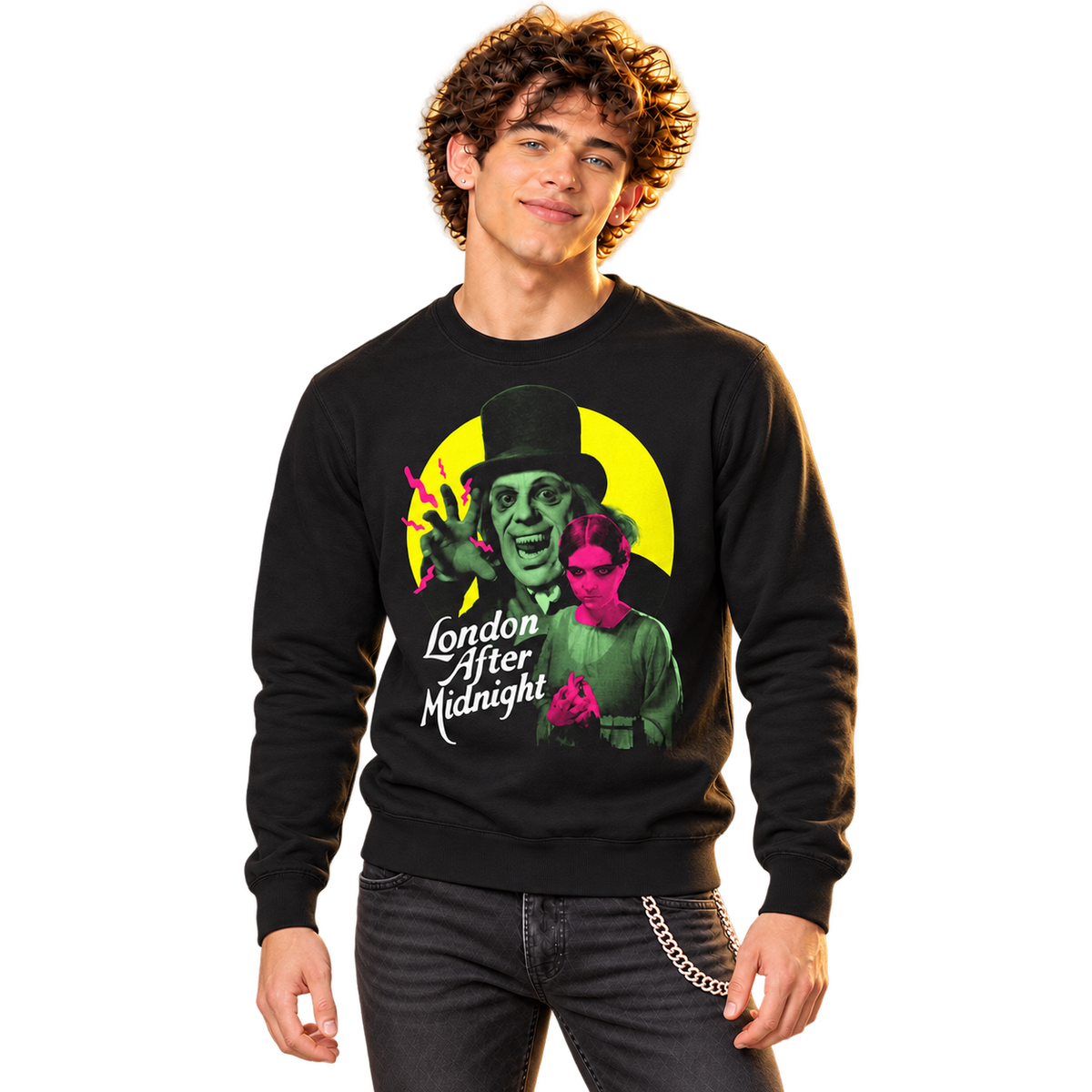 LONDON AFTER MIDNIGHT: MAN IN THE BEAVER HAT CREWNECK SWEATSHIRT