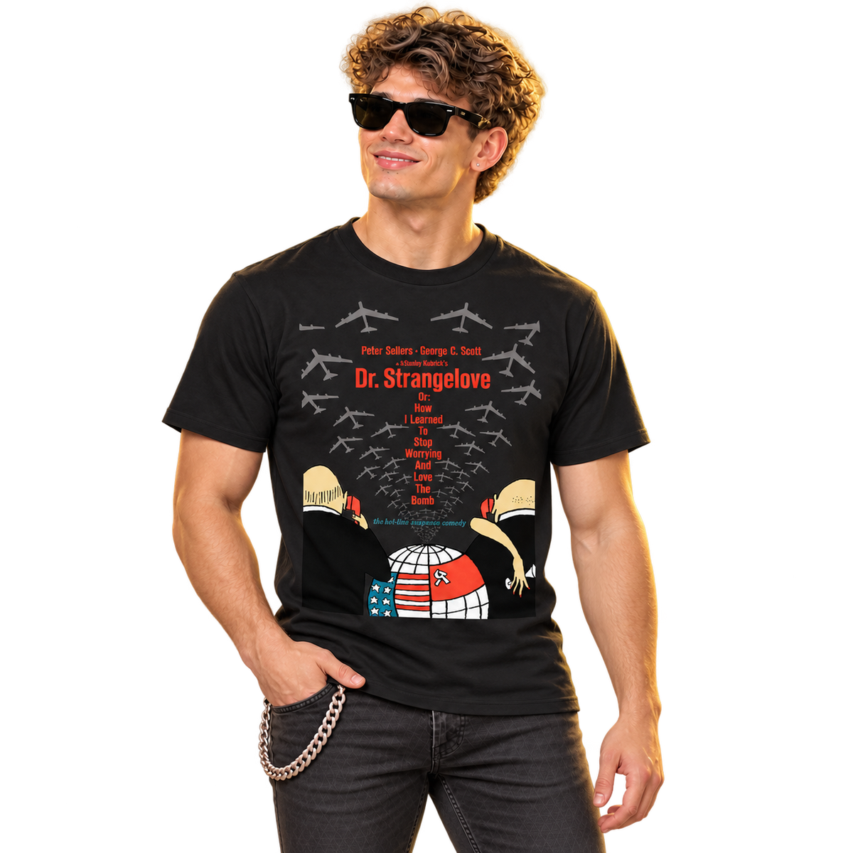 DR. STRANGELOVE, OR: HOW I LEARNED TO STOP WORRYING AND LOVE THE BOMB - USA POSTER BLACK T-SHIRT