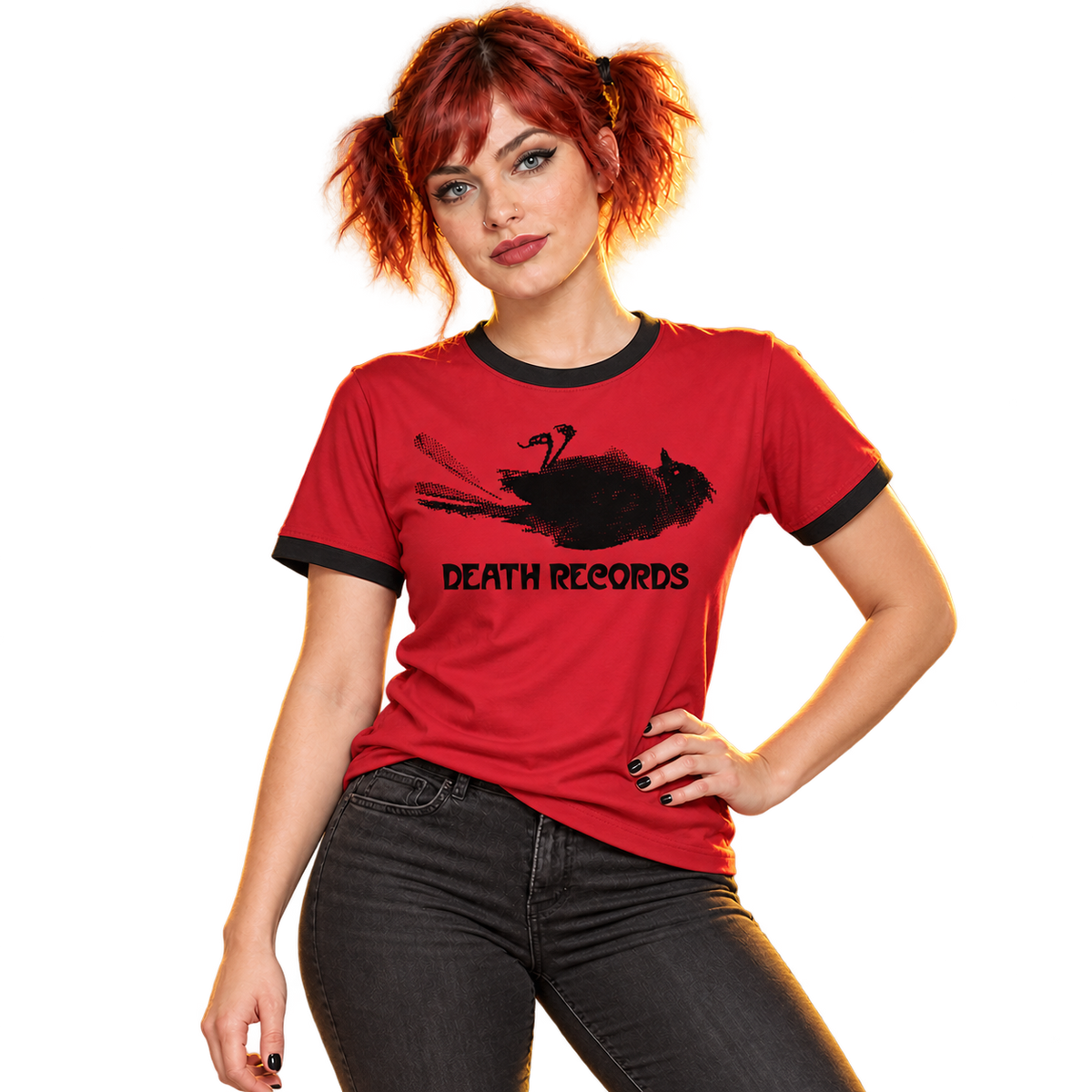 PHANTOM OF THE PARADISE "DEATH RECORDS" RED / BLACK RINGER T-SHIRT