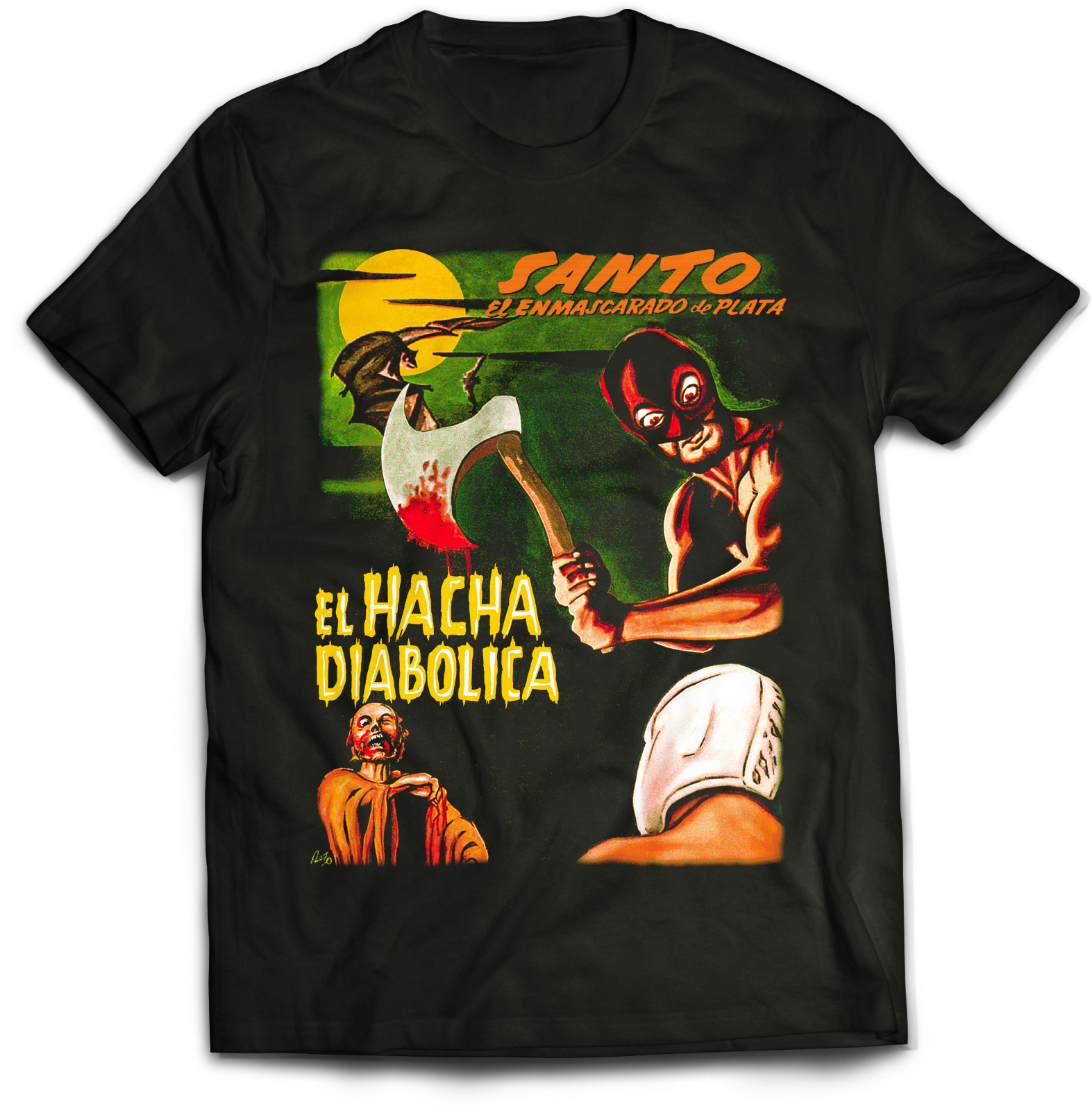 ATOM AGE: LOS LUCHADORES: EL SANTO - "EL HACHA DIABOLICA" T-SHIRT