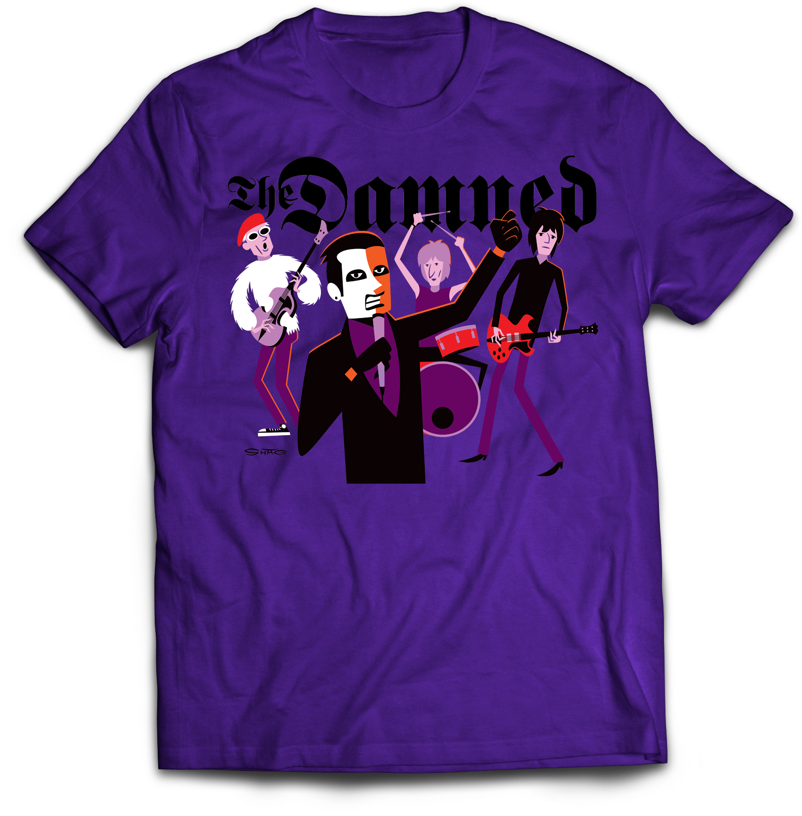 DAMNED X SHAG "ORIGINAL LINEUP" PURPLE T-SHIRT