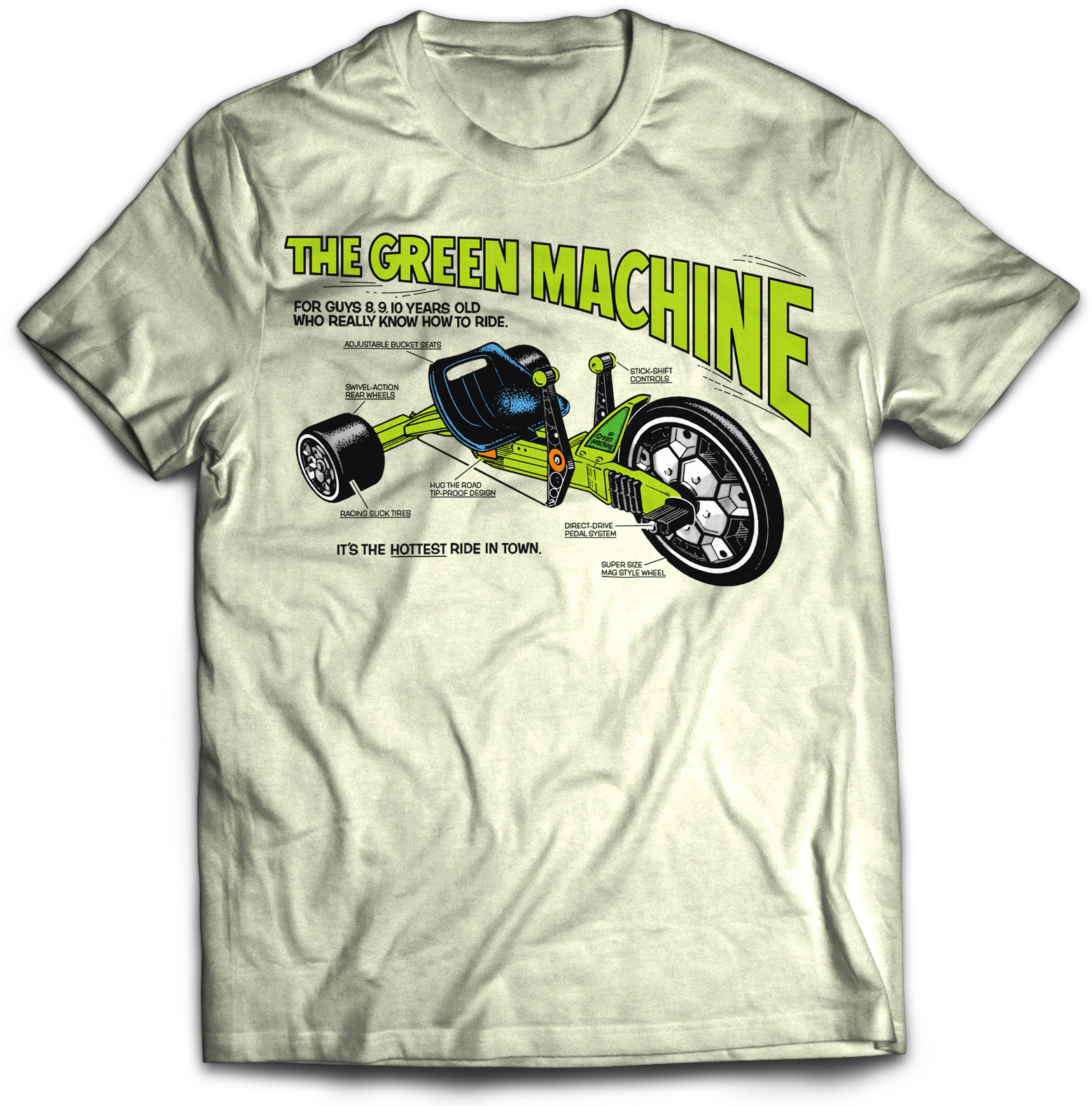 ATOM AGE: "THE GREEN MACHINE" VINTAGE WHITE T-SHIRT
