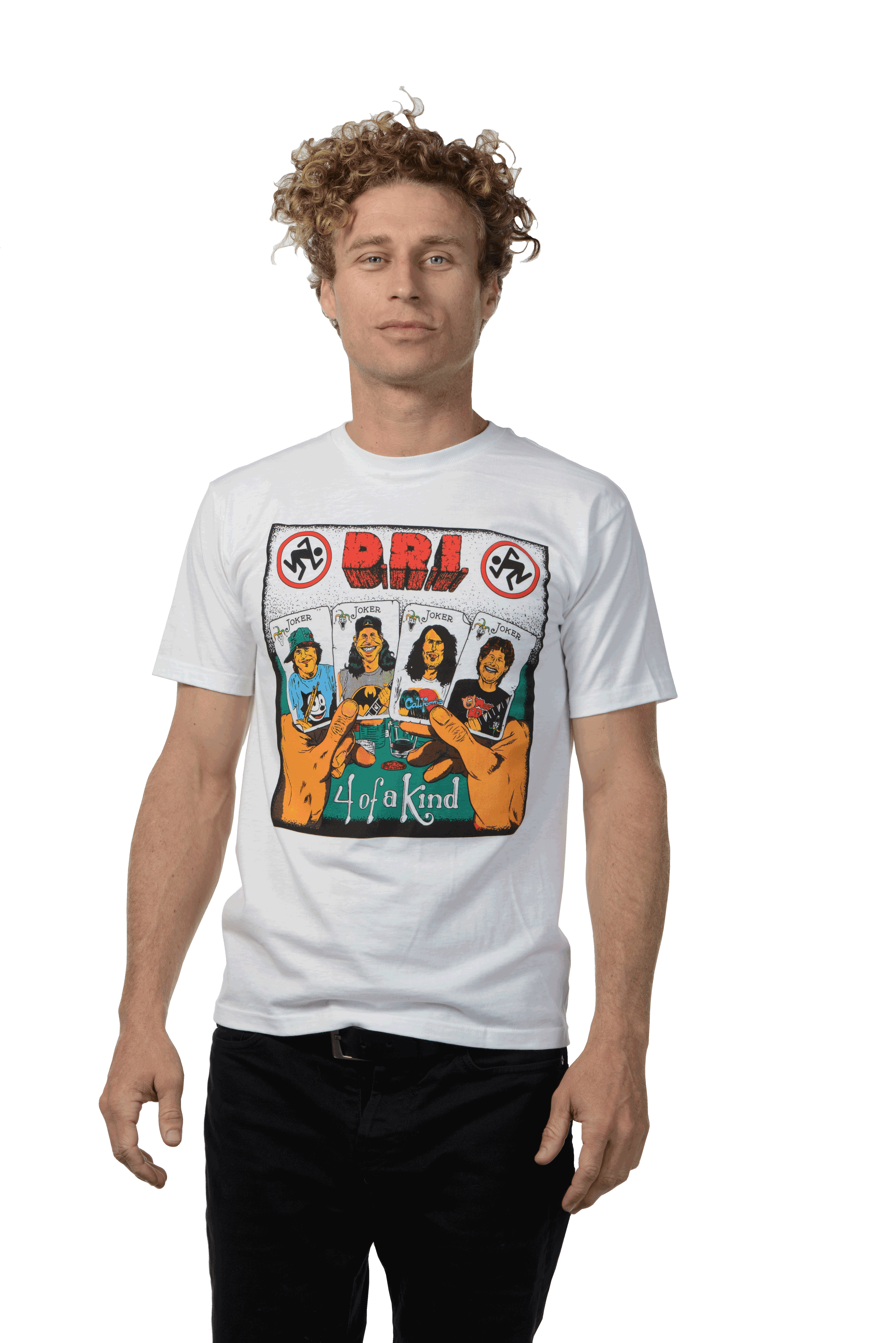 D.R.I.: "FOUR OF A KIND" WHITE T-SHIRT