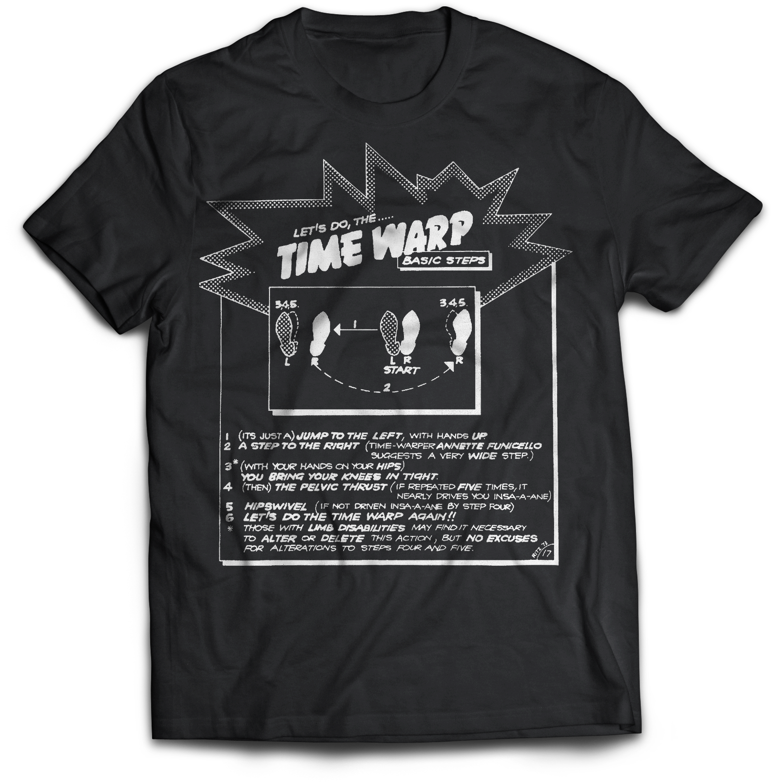 ROCKY HORROR PICTURE SHOW "TIME WARP" BLACK T-SHIRT