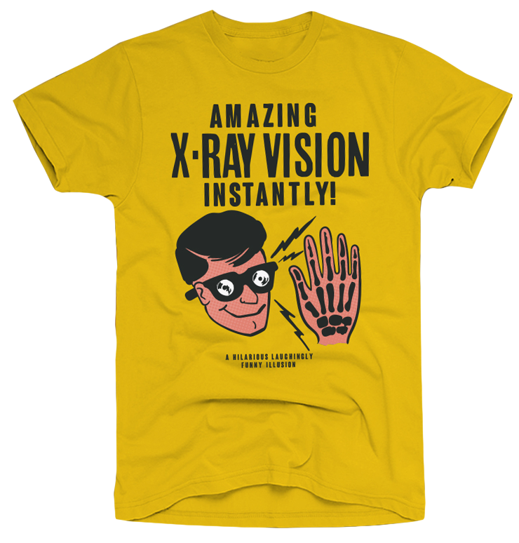 ATOM AGE: "X-RAY VISION" YELLOW T-SHIRT