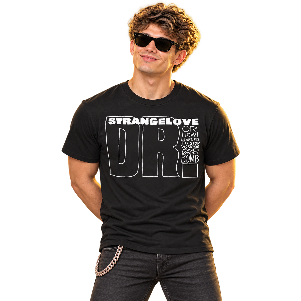 DR. STRANGELOVE, OR:  HOW I LEARNED TO STOP WORRYING AND LOVE THE BOMB - TITLE TREATMENT BLACK T-SHIRT