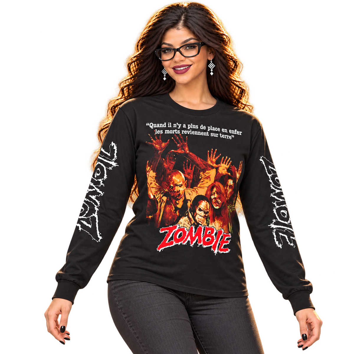DARIO ARGENTO "ZOMBIE: DAWN OF THE DEAD" FRENCH POSTER LONG SLEEVE T-SHIRT