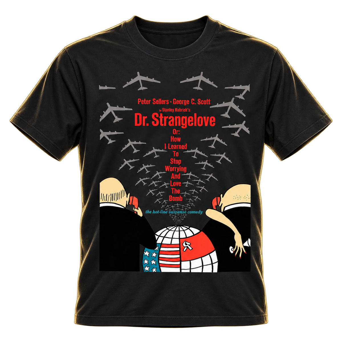 DR. STRANGELOVE, OR:  HOW I LEARNED TO STOP WORRYING AND LOVE THE BOMB - USA POSTER BLACK T-SHIRT