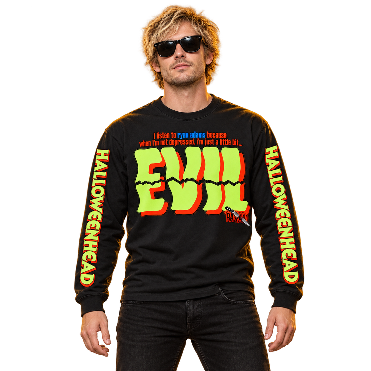 RYAN ADAMS / PAX AM "EVIL" HALLOWEENHEAD LONGSLEEVE T-SHIRT