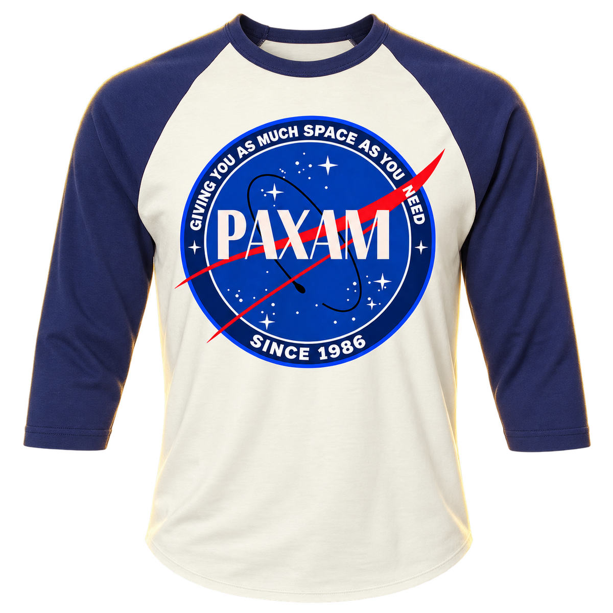 RYAN ADAMS / PAX AM "SPACE LOGO" RAGLAN 3/4 SLEEVE T-SHIRT