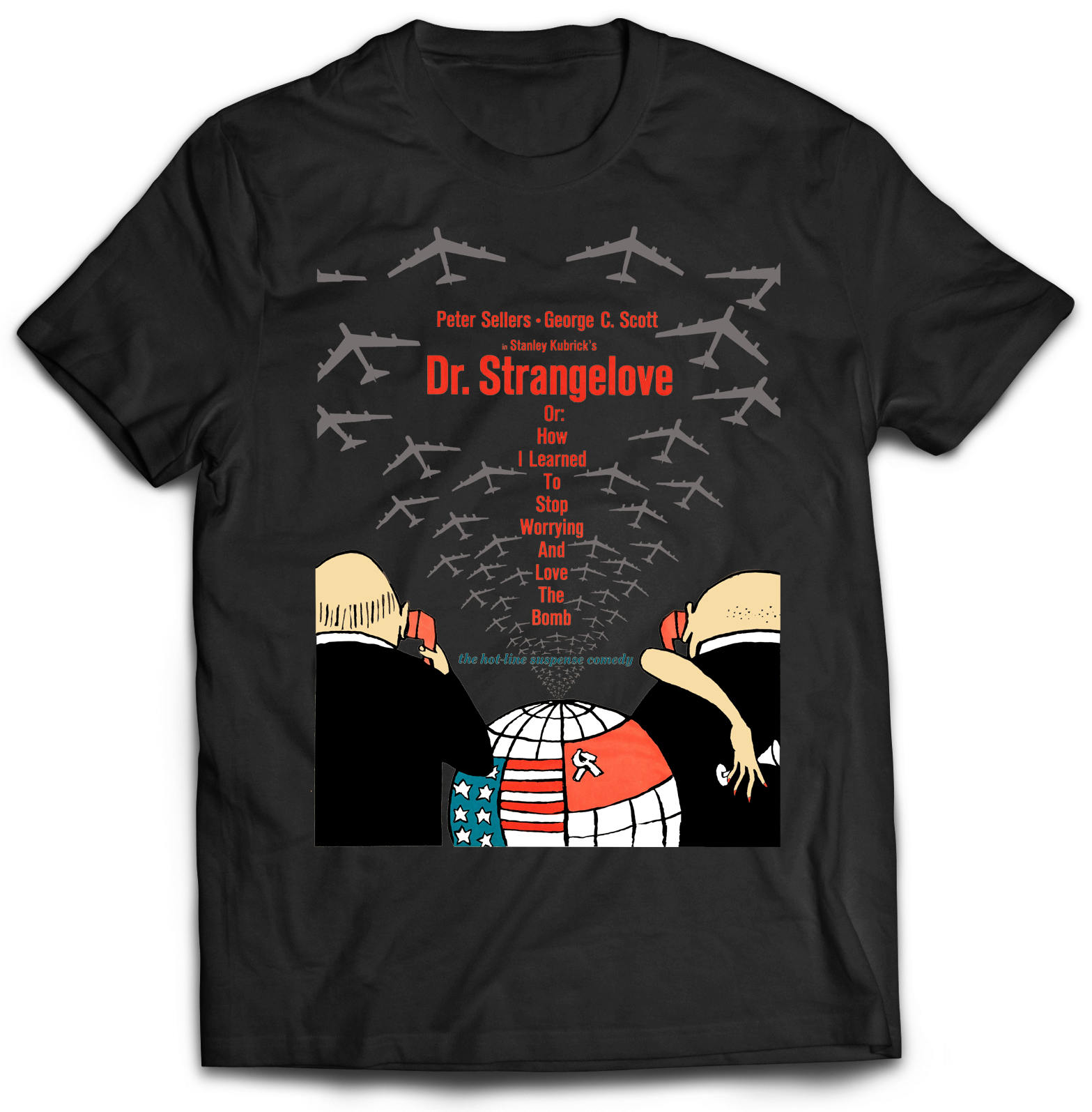 DR. STRANGELOVE, OR:  HOW I LEARNED TO STOP WORRYING AND LOVE THE BOMB - USA POSTER BLACK T-SHIRT