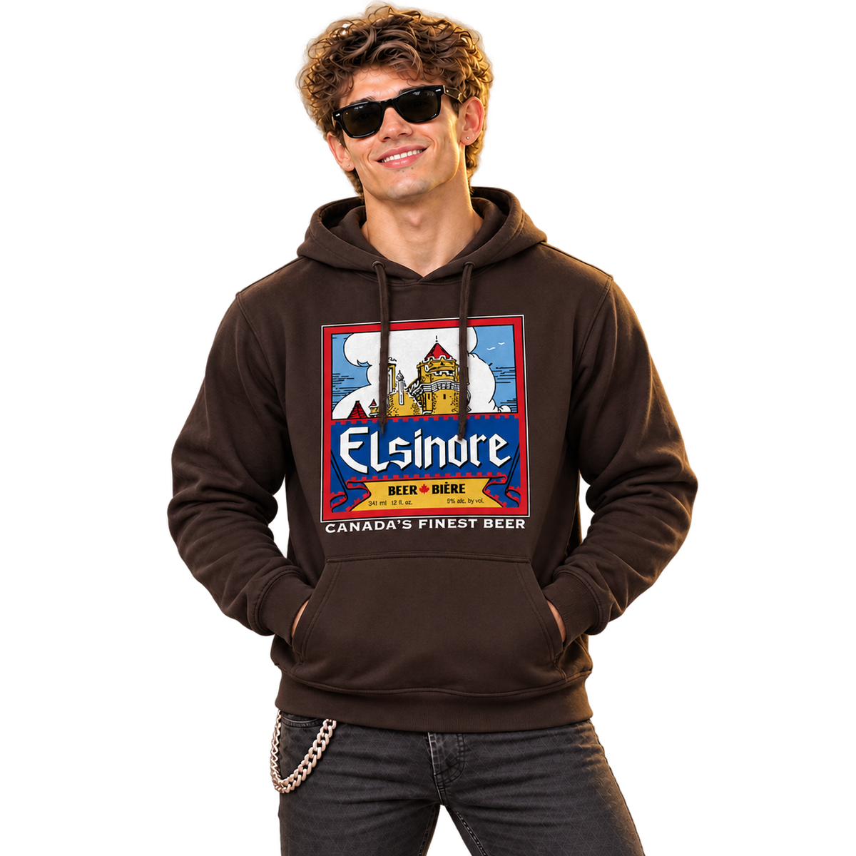 BOB & DOUG MCKENZIE - ELSINORE BEER LOGO HOODED PULLOVER SWEATSHIRT