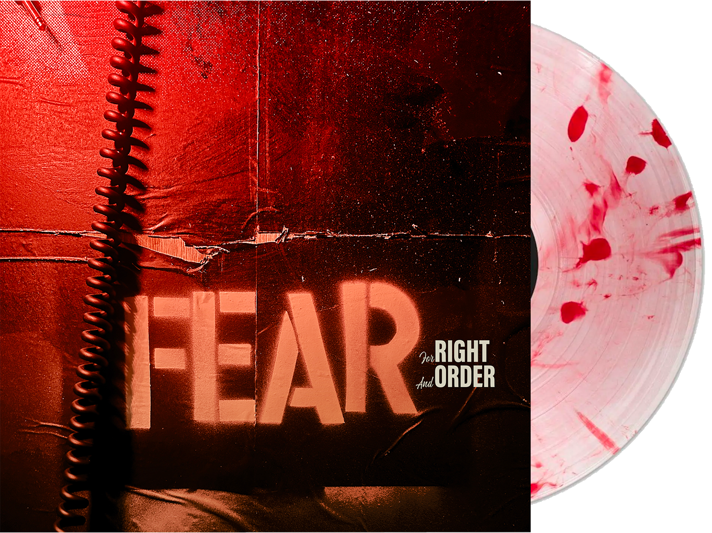 FEAR "FOR RIGHT AND ORDER" LIMITED EDITION RED / BONE WHITE / CLEAR SPLATTER  VINYL LP -  PRE-ORDER EDITION OF 100 PCS