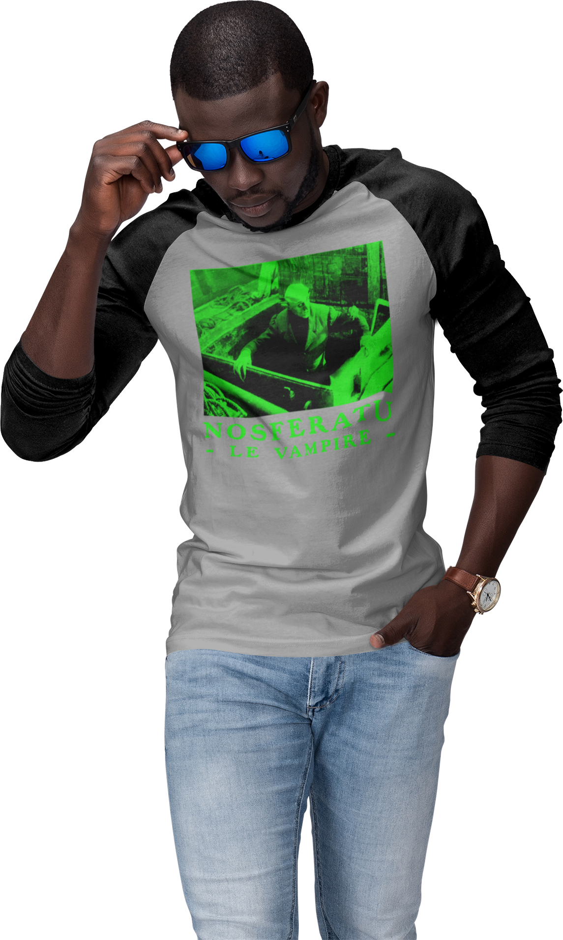 ATOM AGE: NOSFERATU "LE VAMPIRE" GREY 3/4 SLEEVE RAGLAN
