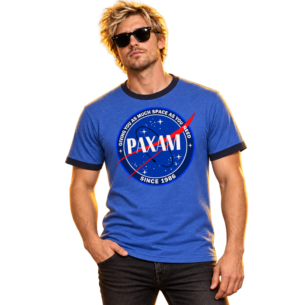 RYAN ADAMS / PAX AM "SPACE LOGO" RINGER T-SHIRT