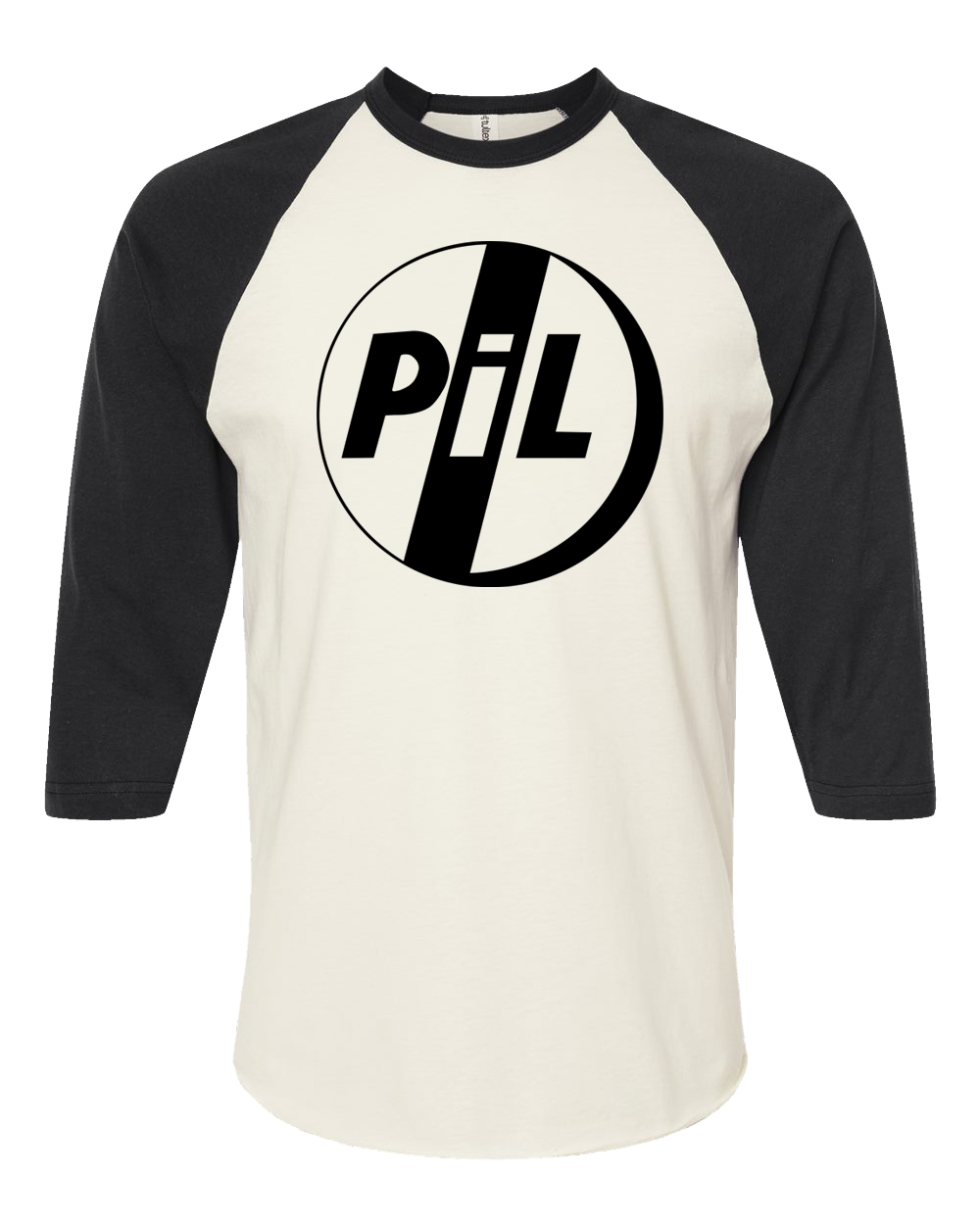 PUBLIC IMAGE LIMITED "BLACK LOGO" VINTAGE WHITE RAGLAN / BLACK SLEEVES