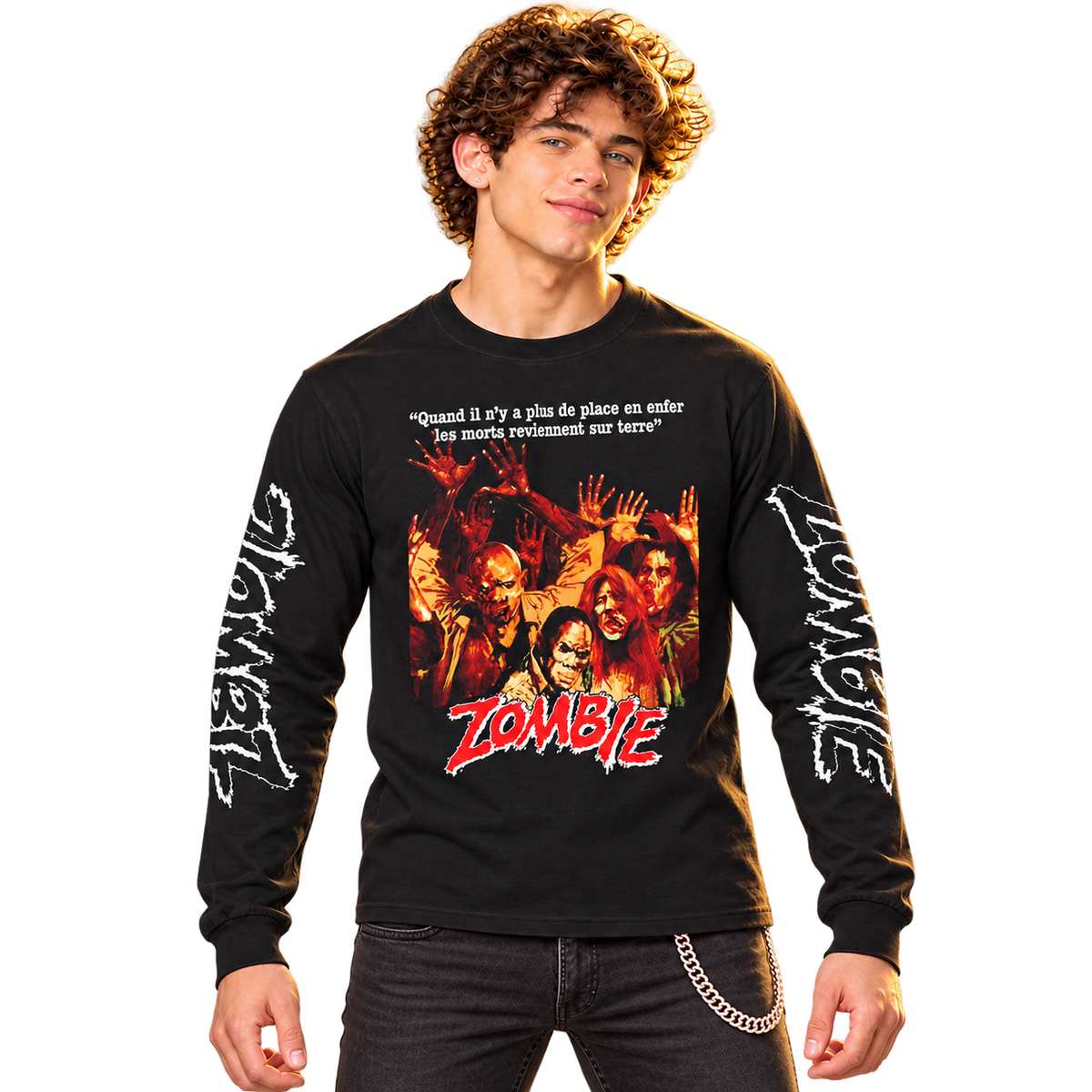 DARIO ARGENTO "ZOMBIE: DAWN OF THE DEAD" FRENCH POSTER LONG SLEEVE T-SHIRT