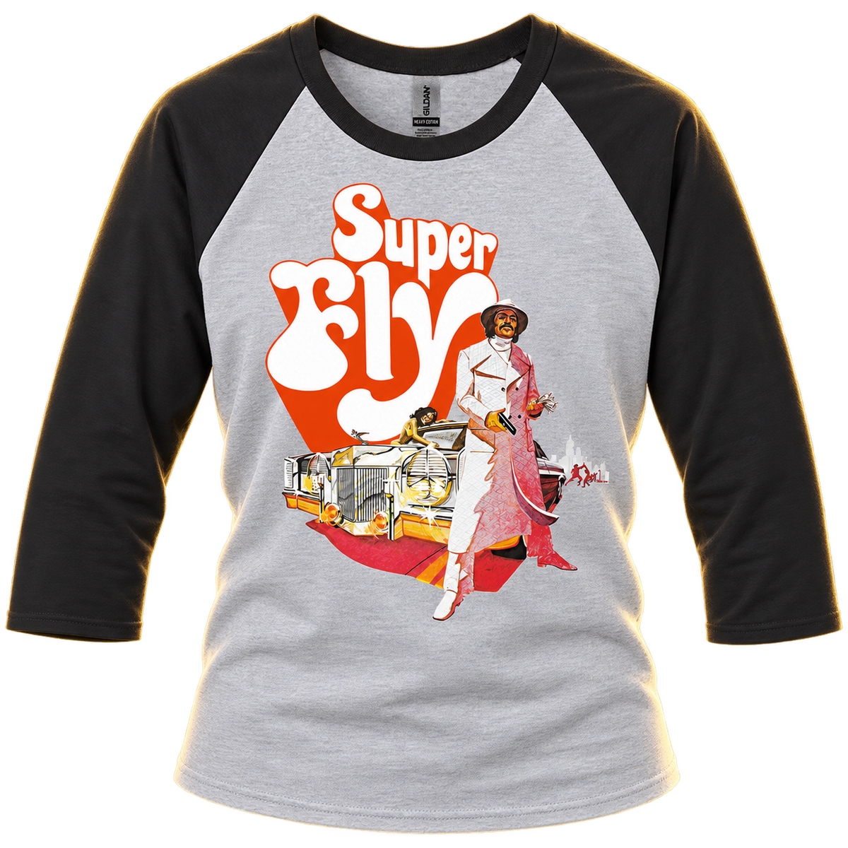 SUPER FLY : "USA POSTER" 3/4 SLEEVE GREY / BLACK RAGLAN