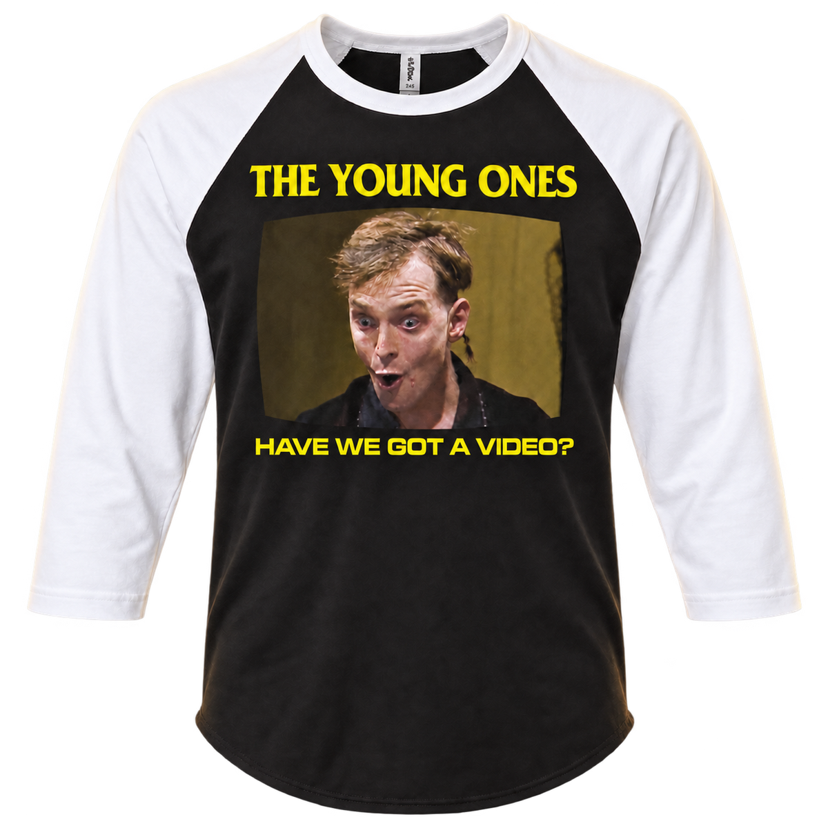 THE YOUNG ONES "HAVE WE GOT A VIDEO?" 3/4 SLEEVE RAGLAN