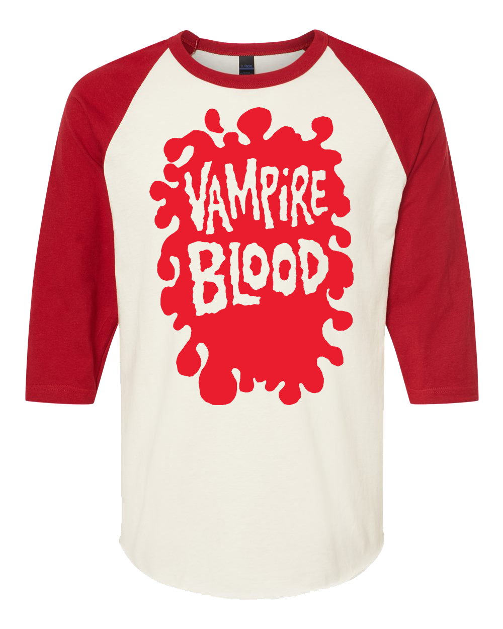 ATOM AGE "VAMPIRE BLOOD" VINTAGE WHITE RAGLAN / BLACK SLEEVES