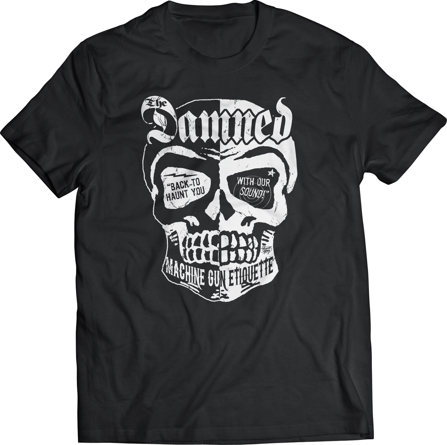 DAMNED: MACHINE GUN ETIQUETTE "SKULL"  T-SHIRT