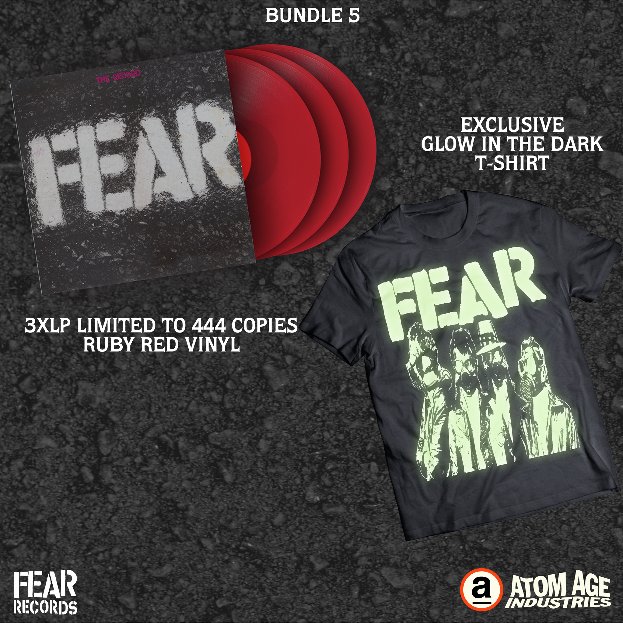 FEAR:  "FEAR THE RECORD" LIMITED EDITION 3LP RED VINYL SET BUNDLE 5 ***PREORDER- ORDERS CLOSED***