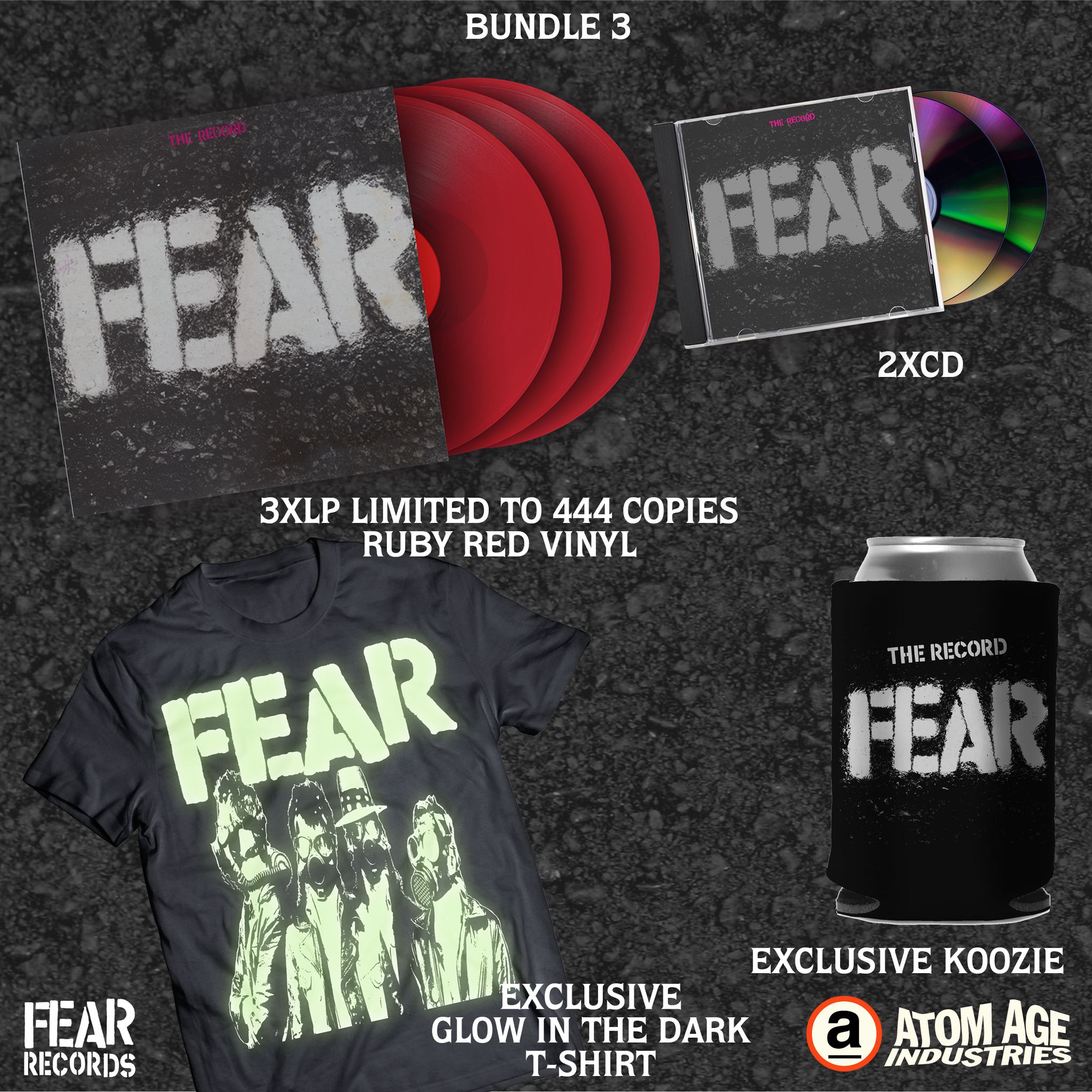 FEAR:  "FEAR THE RECORD" LIMITED EDITION 3LP RED VINYL SET BUNDLE 3 ***PREORDER- ORDERS CLOSED***