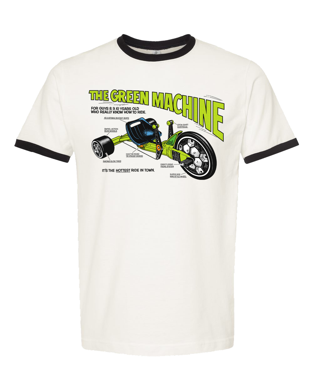 ATOM AGE: "THE GREEN MACHINE" RINGER TEE W BLACK SLEEVES