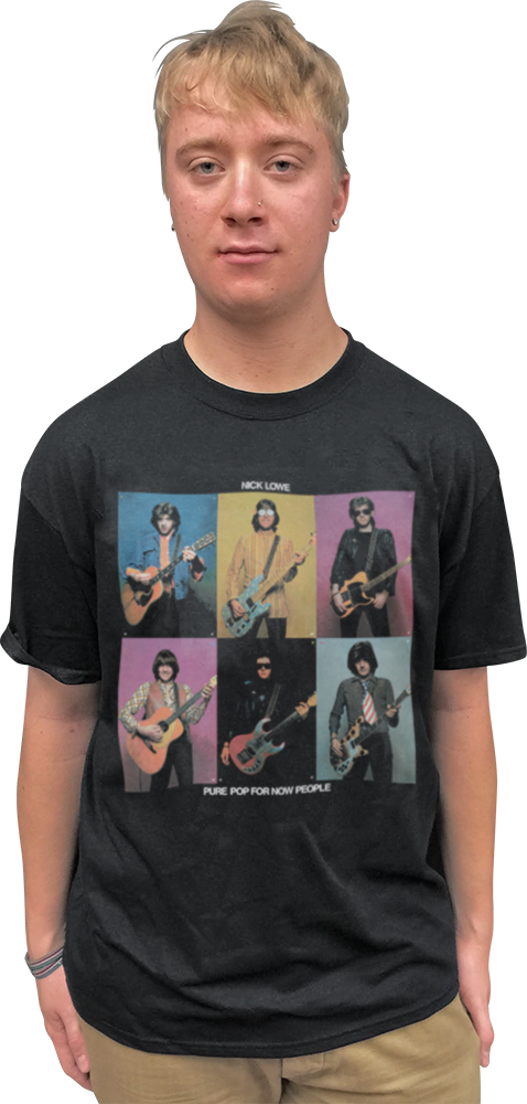 NICK LOWE "PURE POP FOR NOW PEOPLE" ALBUM COVER T-SHIRT