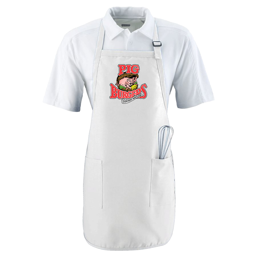 BETTER OFF DEAD "PIG BURGERS LOGO" WHITE COOKING APRON