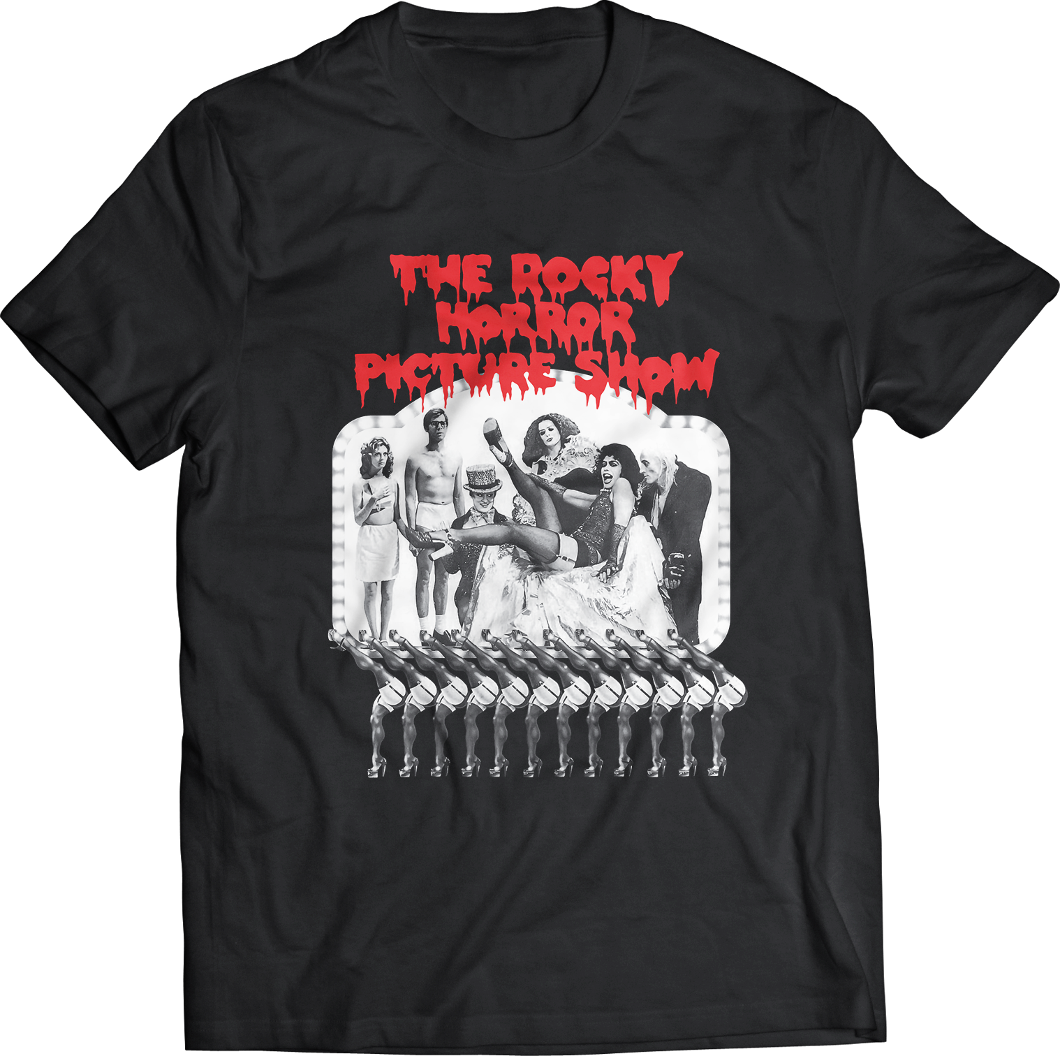 ROCKY HORROR PICTURE SHOW LIMITED EDITION "CAST" GLOW IN THE DARK BLACK T-SHIRT