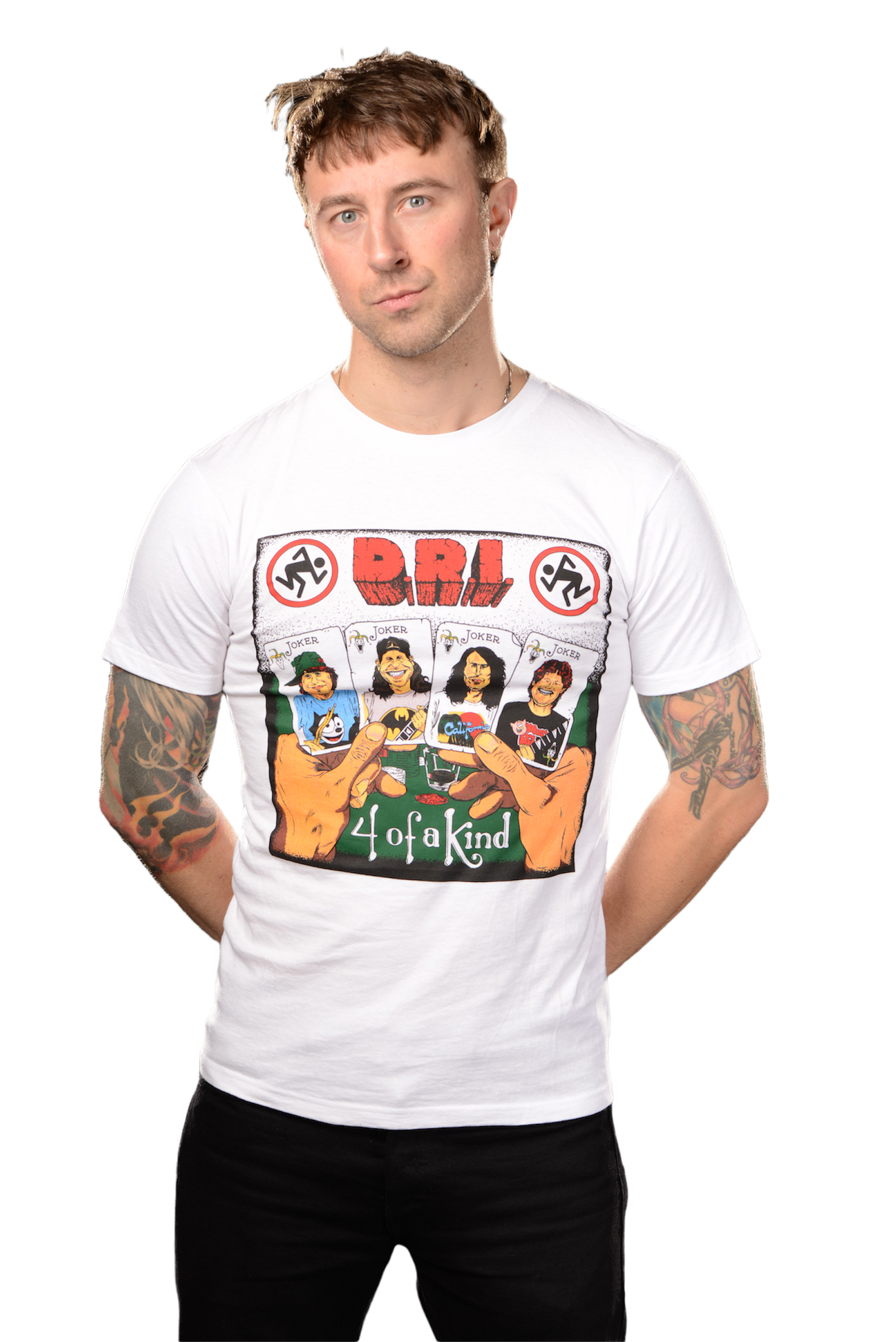D.R.I.: "FOUR OF A KIND" WHITE T-SHIRT
