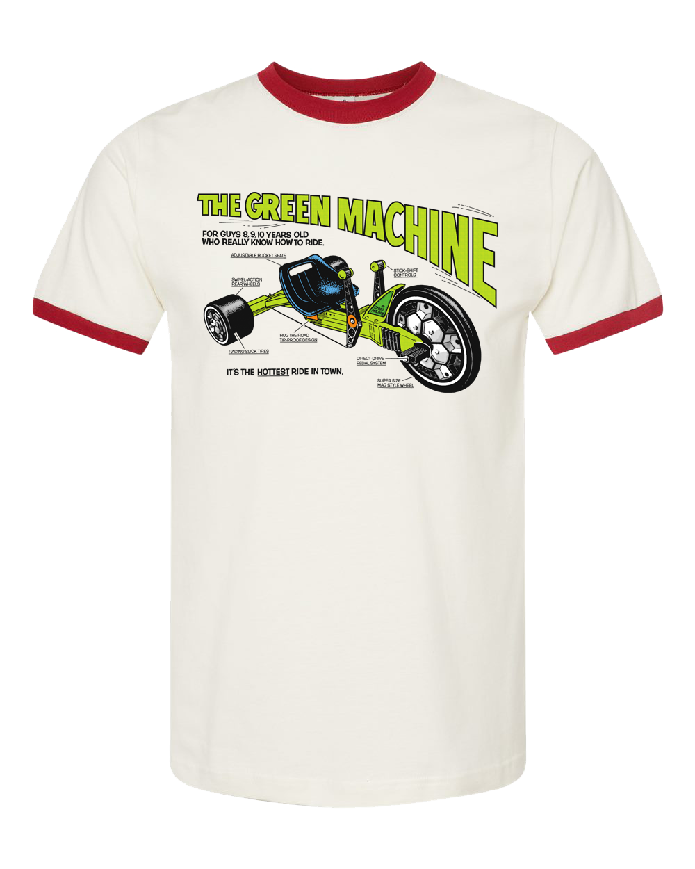 ATOM AGE: "THE GREEN MACHINE" RINGER TEE W RED SLEEVES